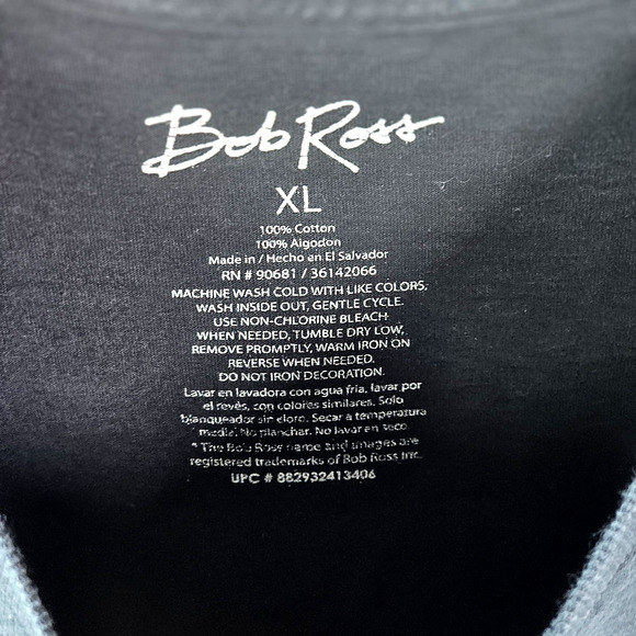 Bob Ross Shirt Sz XL Short Sleeve Crew Neck Black Universe Painting 100% Cotton - Picture 2 of 5